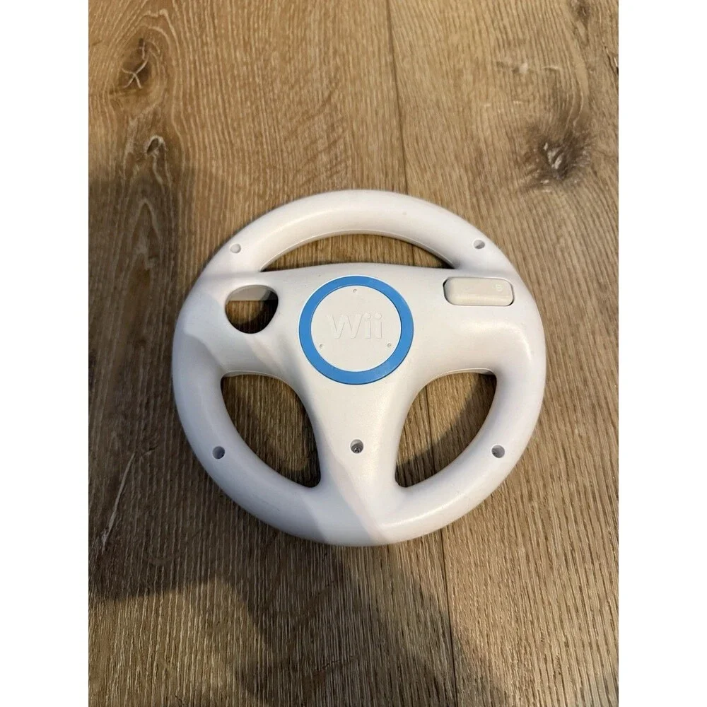 Nintendo Wii Wheel Steering Wheel Attachment Controller Accessory White Blue